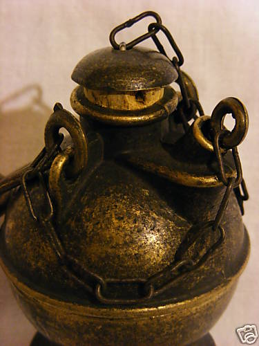 * Lume olio ottone sughero minatore lampada lanterna vintage