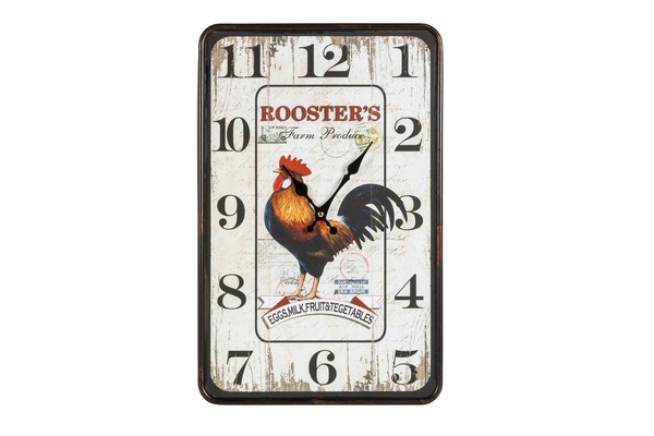 Orologio da parete rettangolare gallo rooster country shabby chi