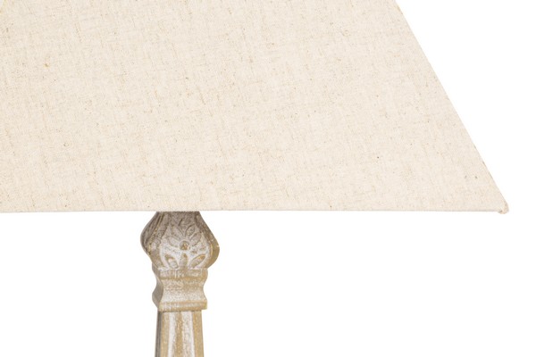 Lampada tavolo shabby legno beige paralume grande