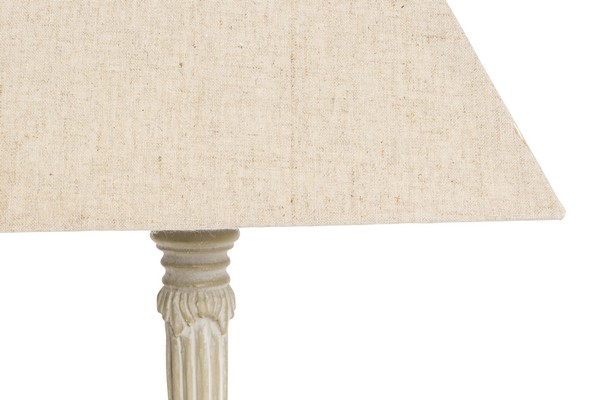 Lampada tavolo shabby legno quadrata beige paralume piccola