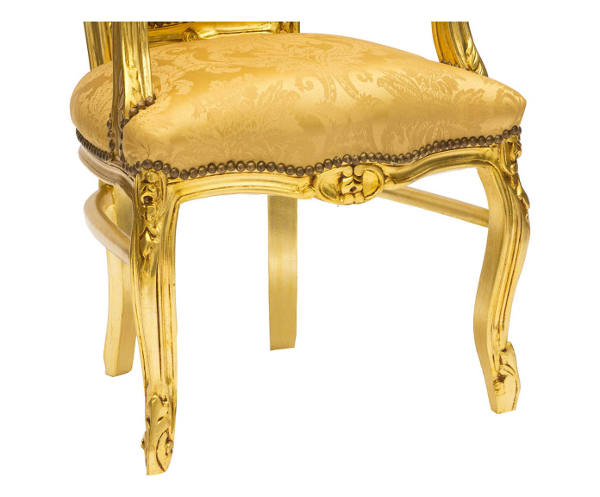 Poltrona sedia barocco oro braccioli in legno oro e gemme
