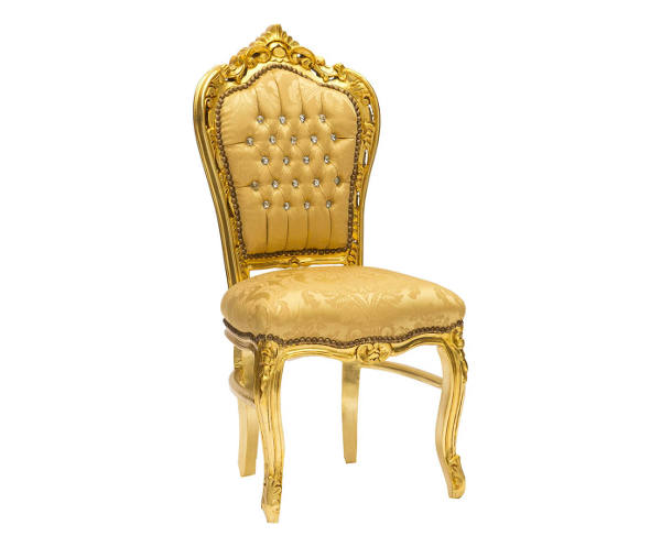 Sedia poltrona barocco Luigi XVI oro in legno gemme