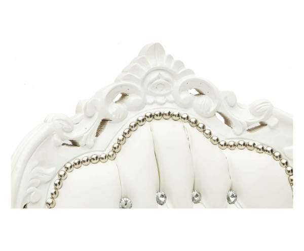 Poltrona sedia barocco bianca in legno braccioli gemme