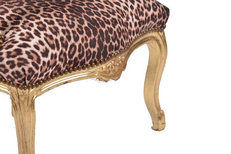 Poltrona barocco Luigi tessuto oro leopardato braccioli