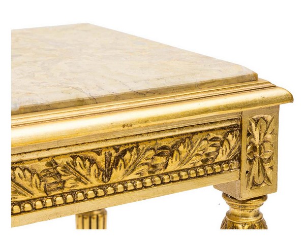 Tavolino quadrato barocco Luigi XVI oro marmo beige tavolo