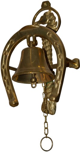 Campana 24cm ottone brunito ferro di cavallo campanello