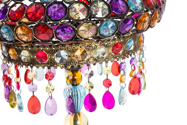 Lampada 32cm da tavolo stile orientale etnico gemme perle