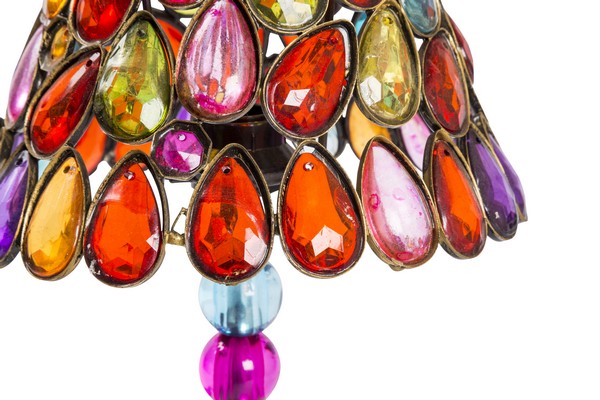 Lampada 20cm da tavolo stile orientale etnico gemme perle