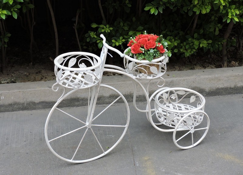 Portavasi a bicicletta cestino 76cm porta vasi fiori ferro