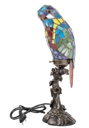 * Lampada stile Tiffany tavolo comodino pappagallo azzurro